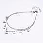 304 Stainless Steel Anklets, Heart, with 316 Surgical Stainless Steel Chains
