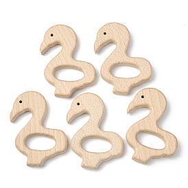 Соединительные кольца из натурального бука, деревянные кольца макраме, форма фламинго