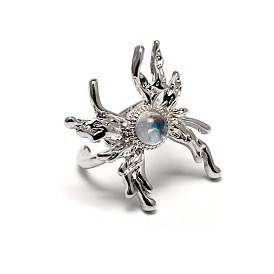 Кольца-манжеты из стекла-бабочки с имитацией лунного камня, открытые кольца из платинового металла для женщин