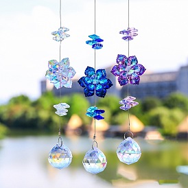 Glass Flower Hanging Ornaments, Hanging Suncatchers Home Garden Outdoor Decorations