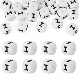 20 шт. Экологически чистые силиконовые бусины пищевого качества, стиль письма, кубические