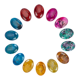 14piezas 7 colores cabujones de ágata natural, teñido, oval