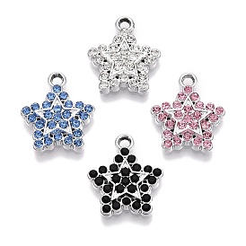 Rack Plating Alloy Pendants, with Rhinestone, Star