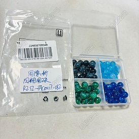 64piezas 4 cuentas redondas de resina de imitación de ojo de gato de colores, con polvo del brillo