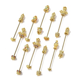 Заготовки для подвесок в форме лотоса из латуни с возможностью крепления бусинами, винтовые штифты для бусин Дзи, горный хрусталь и синтетической бирюзы