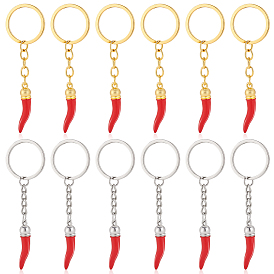 12шт 2 цветной брелок из сплава, с перцем, красные