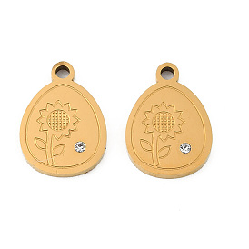 304 подвески из нержавеющей стали, яйцо с подвеской в виде подсолнуха, со стеклянными стразами