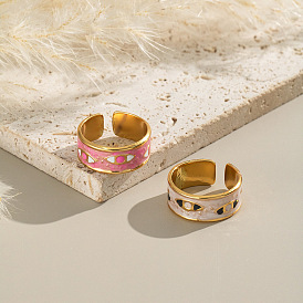 Открытые кольца-манжеты от сглаза из нержавеющей стали для женщин, с эмалью, золотые