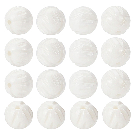 BENECREAT 100Pcs Natural Shell Beads Strands, Engraved, Round