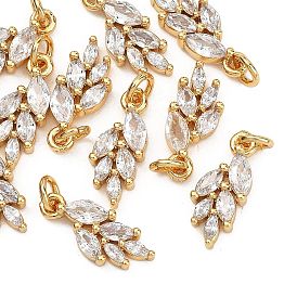 SHEGRACE Brass Clear Cubic Zirconia Charms, Cadmium Free & Nickel Free & Lead Free, Wheat Charms
