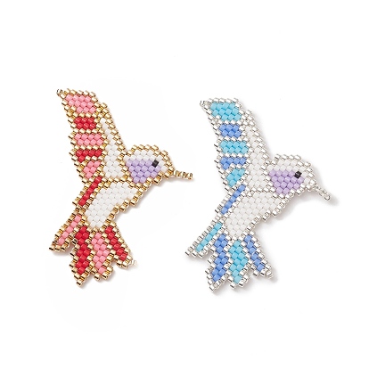 Handmade Loom Pattern MIYUKI Seed Beads, Woodpecker Pendants