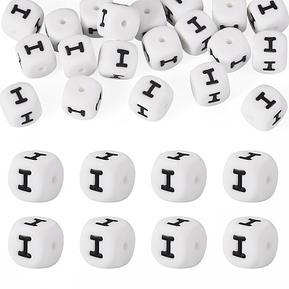 20 шт. Экологически чистые силиконовые бусины пищевого качества, стиль письма, кубические