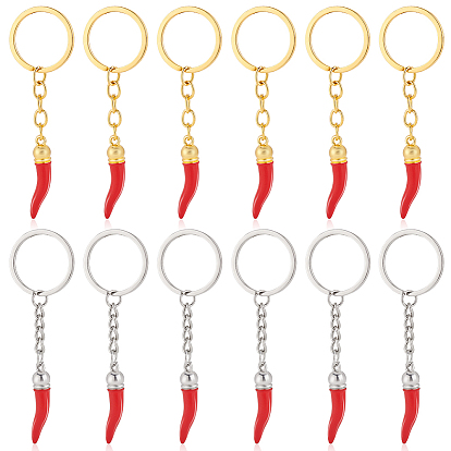 12шт 2 цветной брелок из сплава, с перцем, красные