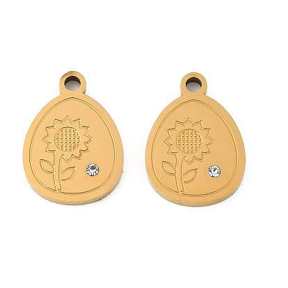 304 подвески из нержавеющей стали, яйцо с подвеской в виде подсолнуха, со стеклянными стразами