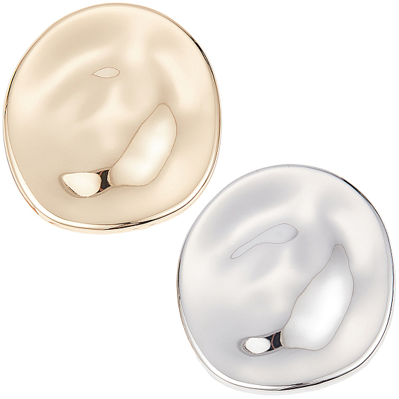2Pcs 2 Colors Alloy Brooches, Flat Round