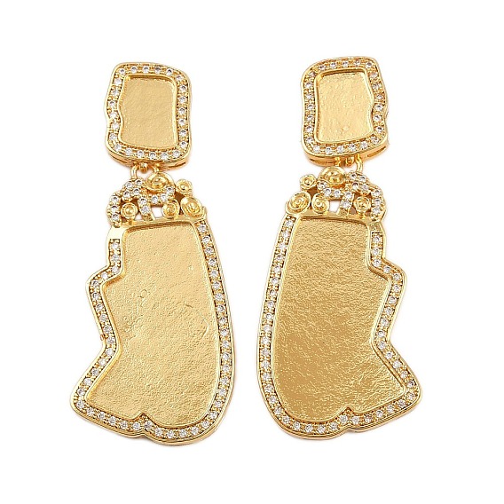 Серьги-гвоздики из латуни с прозрачным фианитом и прозрачным фианитом, долговечный, стойки покрытие, самородки