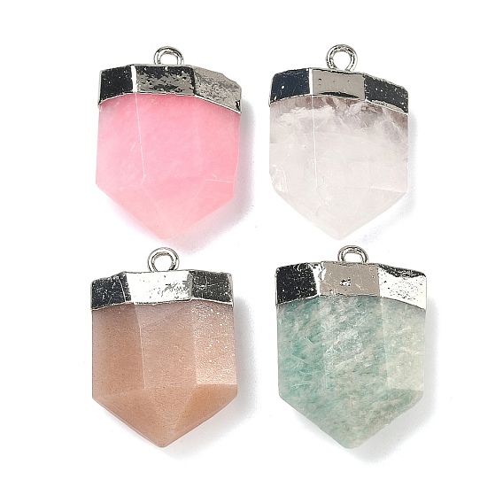 Натуральные драгоценные камни, граненые подвески-пули с латунной фурнитурой