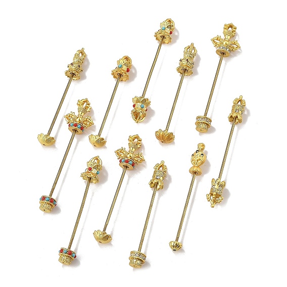 Заготовки для подвесок в форме лотоса из латуни с возможностью крепления бусинами, винтовые штифты для бусин Дзи, горный хрусталь и синтетической бирюзы