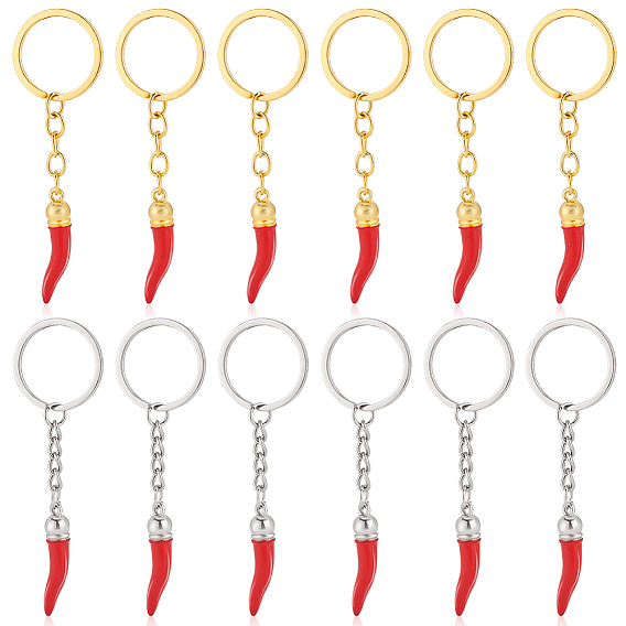 12шт 2 цветной брелок из сплава, с перцем, красные