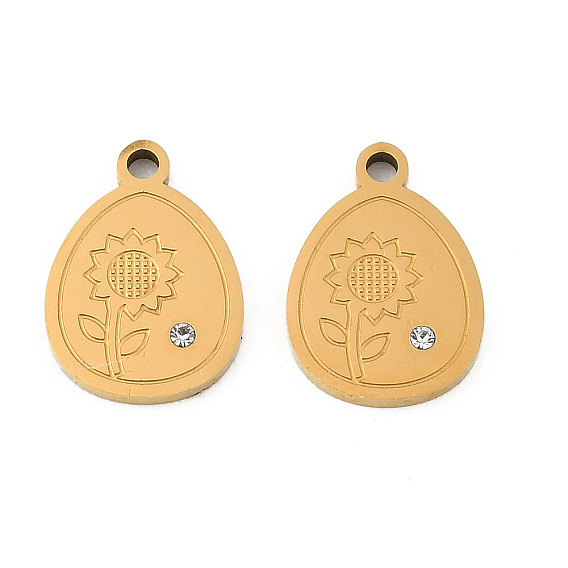 304 подвески из нержавеющей стали, яйцо с подвеской в виде подсолнуха, со стеклянными стразами