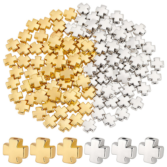 120шт 2 цвета бусины из сплава, крошечный крест