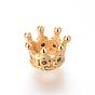 Brass Micro Pave Cubic Zirconia Beads, Crown