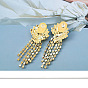 Sparkling Cross Earrings with Oversized Hoops and Rhinestone Chains for Women's Retro Chic Style