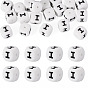 20pcs perles de silicone écologiques de qualité alimentaire, style de lettre, cube
