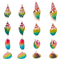 16Pcs 8 Style Spray Paint & Electroplate Spiral Shell Pendants, with Light Gold Iron & Brass Findings