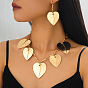 Conjuntos de collares con dije de corazón de aleación y pendientes de aro para mujer