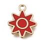 Alloy with Enamel Pendants, Sun Charms, Rack Plating, Golden