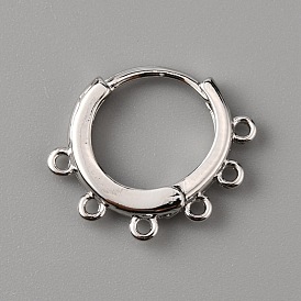 Brass Hoop Earrng Findings, with 6 Horizontal Loops, Ring