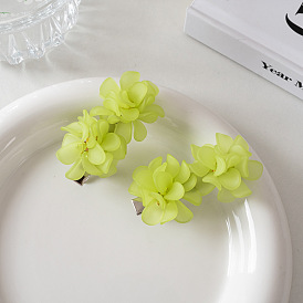 Green Flower Hair Clip for Summer - Forest Girl Style, Side Bangs Hairpin.