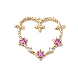 Heart Rack Plating Brass with Cubic Zirconia Pendants, Cadmium Free & Lead Free, Long-Lasting Plated