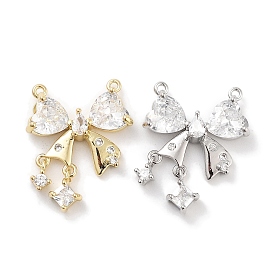 Pendentifs en laiton zircon cubique transparent, charmes bowknot