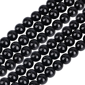 Bracelets de bricolage faisant des kits, comprenant des rangs de perles rondes en onyx noir naturel et un fil élastique en cristal