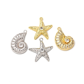 Латунные микро проложить кубического циркония подвески, форма раковины/морская звезда, долговечный, стойки покрытие, без кадмия и без свинца
