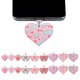 18 шт. 9 стильные мобильные пылезащитные заглушки из ПВХ, сердце, с акриловыми подвесками