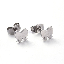 304 Stainless Steel Stud Earrings, Hypoallergenic Earrings, Bowknot