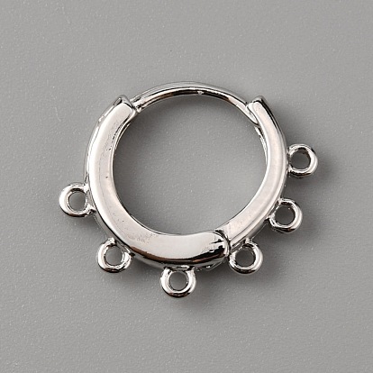 Brass Hoop Earrng Findings, with 6 Horizontal Loops, Ring