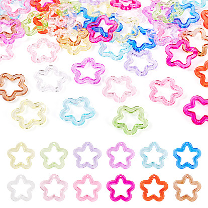 60Pcs 12 Styles Transparent Acrlyic Pendants, Star