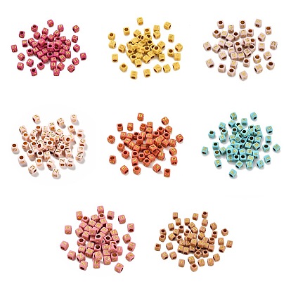 Непрозрачные акриловые бусины, куб с письмом, золотой металл обвитыми