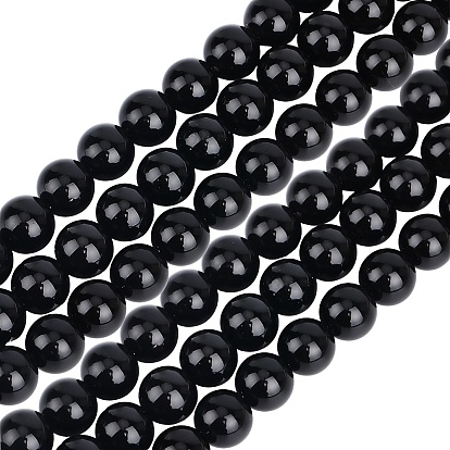 Bracelets de bricolage faisant des kits, comprenant des rangs de perles rondes en onyx noir naturel et un fil élastique en cristal