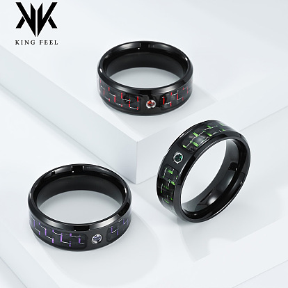 304 из нержавеющей стали кольца палец для мужчин, со стразами, чёрные