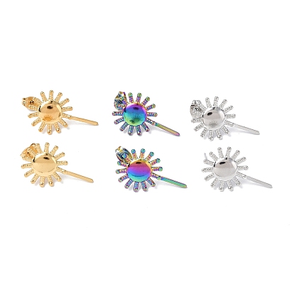 304 Stainless Steel Sun Stud Earrings for Women