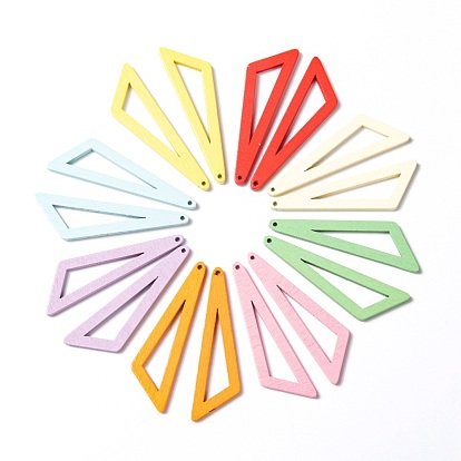 Painted Natural Poplar Wood Big Pendants, Triangle
