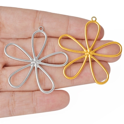 304 подвески из нержавеющей стали, полый цветочный шарм