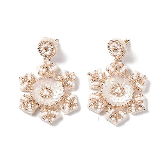 Рождественские снежинки стеклянные плетеные серьги-гвоздики с подвесками, 316 женские украшения из нержавеющей стали