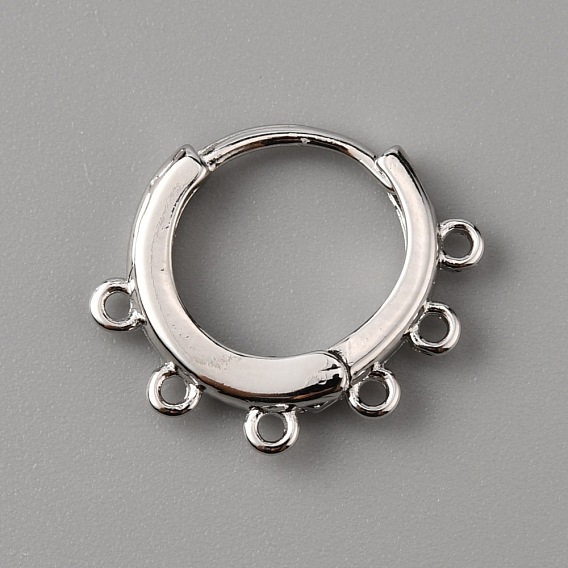 Brass Hoop Earrng Findings, with 6 Horizontal Loops, Ring