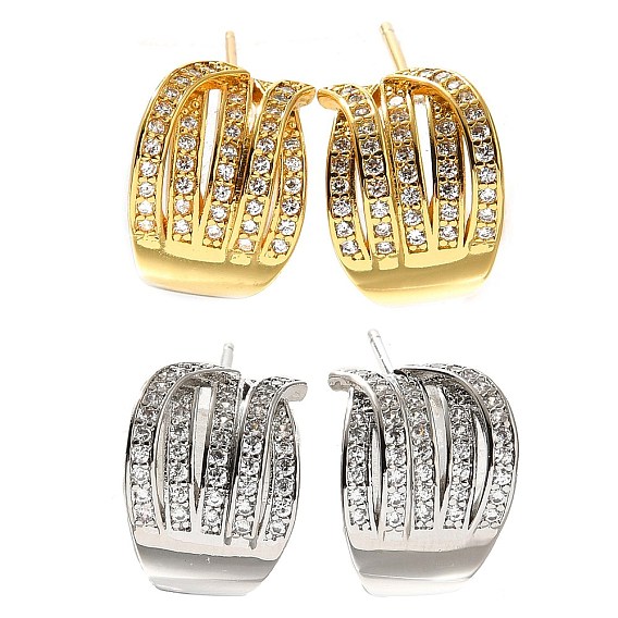 Серьги-гвоздики из латуни с кубическим цирконием и стеклом, без кадмия и без свинца